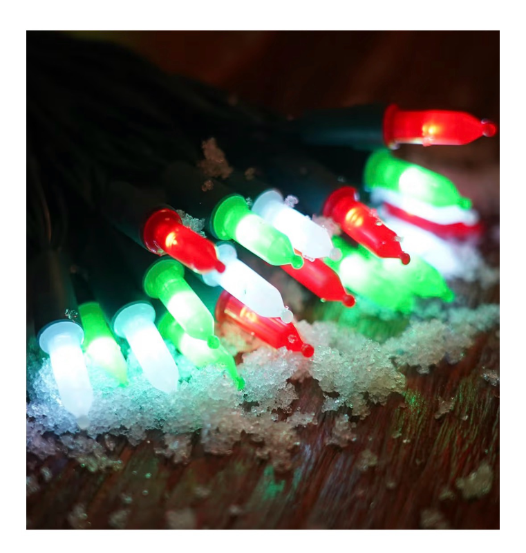 lot 4348 image: RECESKY 100 LED Christmas String Lights - 33ft Mini Bulb Battery String Lights - Fairy Lighting Decor for Indoor Decor Greenery Wreath Lawn Bedroom Christmas Decorations - Red White Green - Retail $0