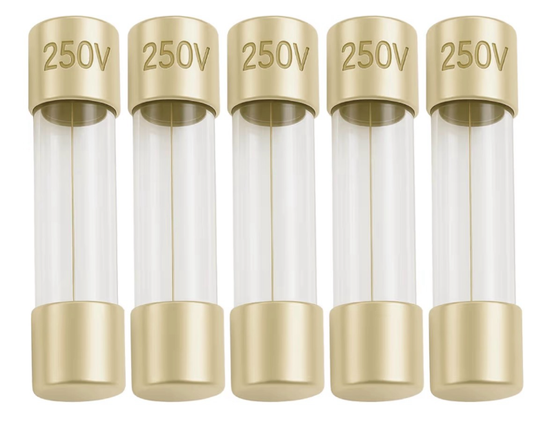 lot 4354 image: 10A (10 Amp) GMA Glass Fuses, 5x20mm (0.20 x 0.79inches), 250V Fast-Blow, Fast Acting Fuses for Electronics, Appliances, and Circuit Protection, 5 Pack - Retail $0