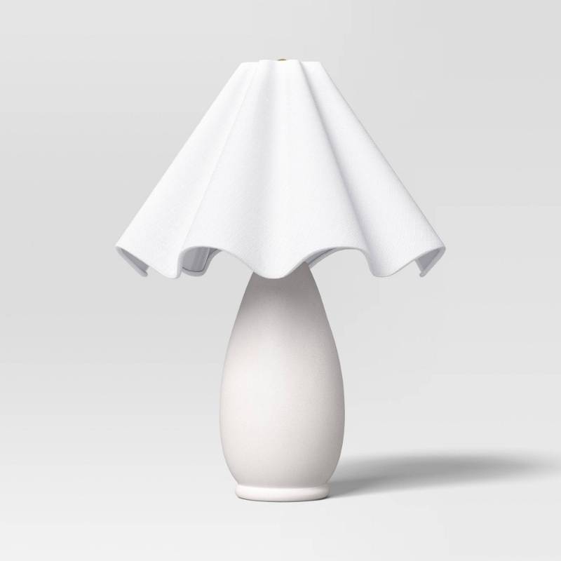lot 4415 image: Wavy Shade Collection with Ceramic Base Table Lamp White - Threshold - Retail $75