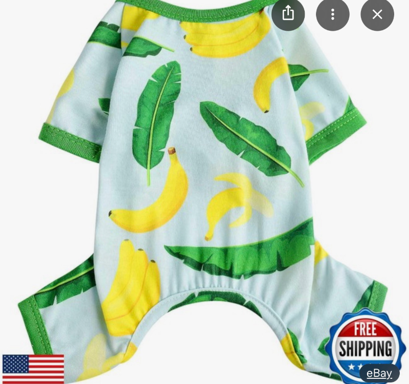 lot 4547 image: Dosuyi Dog Pajamas Spring Summer Pet Clothes for Small Dogs Girl Boy Soft Stretchy Puppy Clothes Cat Pjs Pet Jammies Outfit (Green Banana, XX-Large) - Retail $0