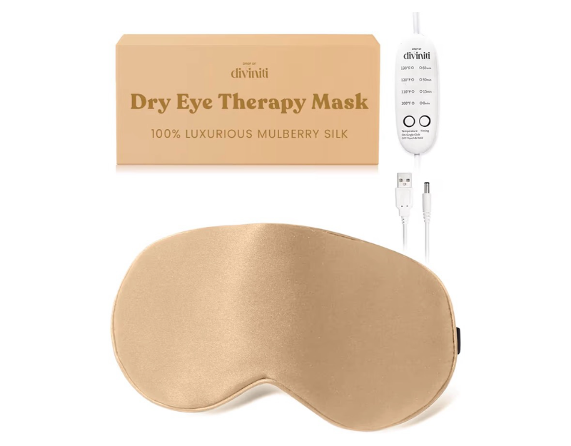 lot 4568 image: Heated Eye Mask for Dry Eye Relief - Stye Treatment, Warm Compress for Eyes, Sinus Mask, Electric Warming Patch - Champagne - Retail $0