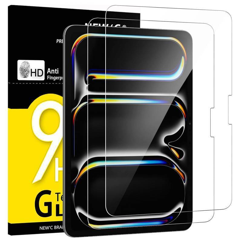 lot 4607 image: NEWC 2 Pack Designed for iPad Pro 11 inch M4 (2024), Mod�le A2836 A2837 A3006 Screen Protector Tempered Glass, Bubble Free, Ultra Resistant