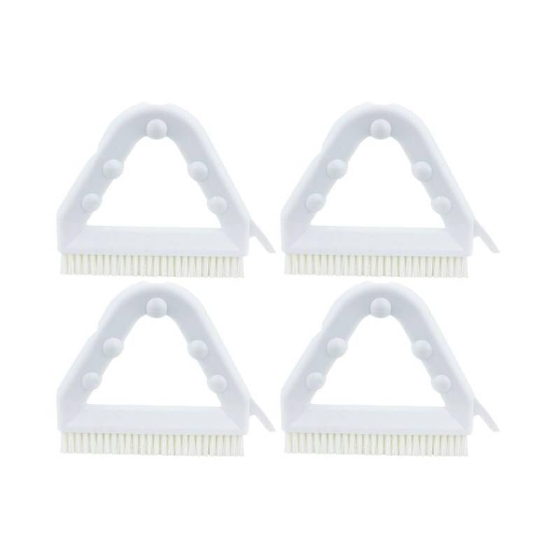 lot 4616 image: SPARTA Plastic Commercial Grout Brush, Triangle-Shaped Scrub Brush with Scraper and Two Threaded Holes for Attaching Handle (Sold Separately), 9 x 7 x 7 Inches, White, (Pack of 4) - Retail $46