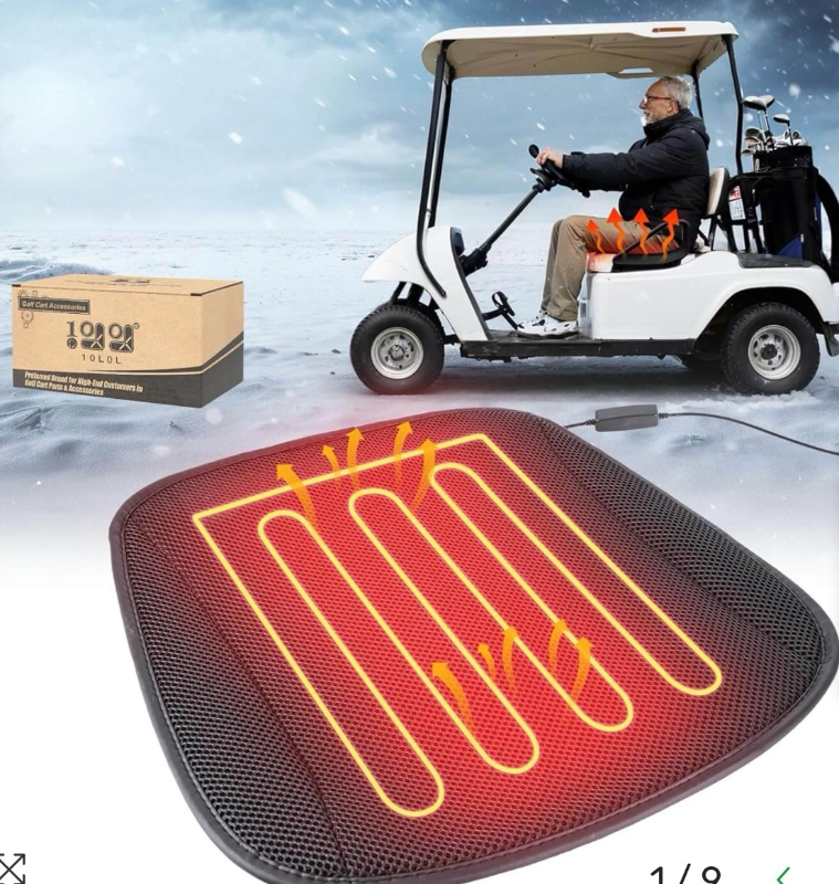 lot 4637 image: Golf Cart Heated Seat Cushion For Yamaha EZGO Club Car - 10L0L - Retail $0