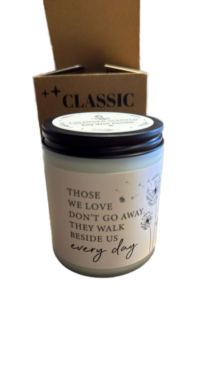 lot 4683 image: Memorial Scented Candle with Inspirational Quote - Retail $15
