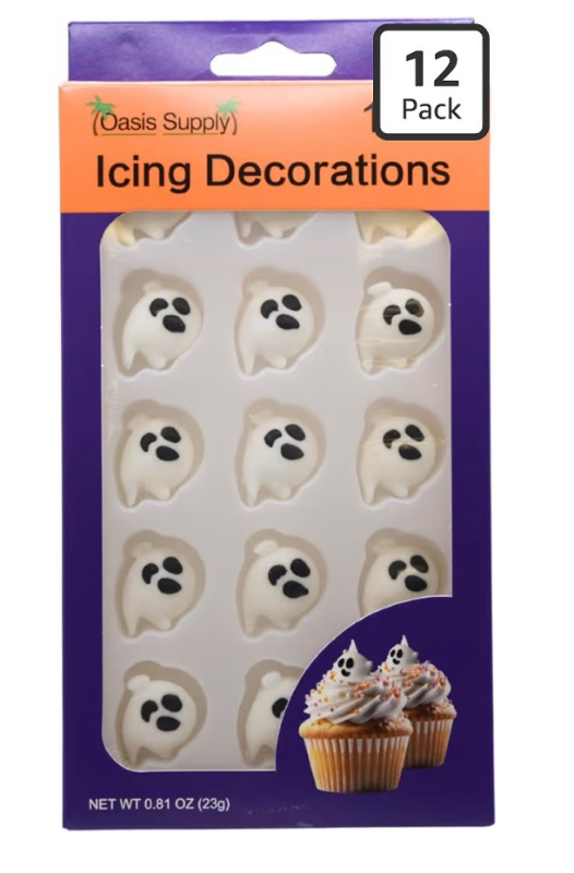 lot 4746 image: PME Halloween Edible Sugar Decorations - Friendly Ghosts (Set of 12) - Retail $0