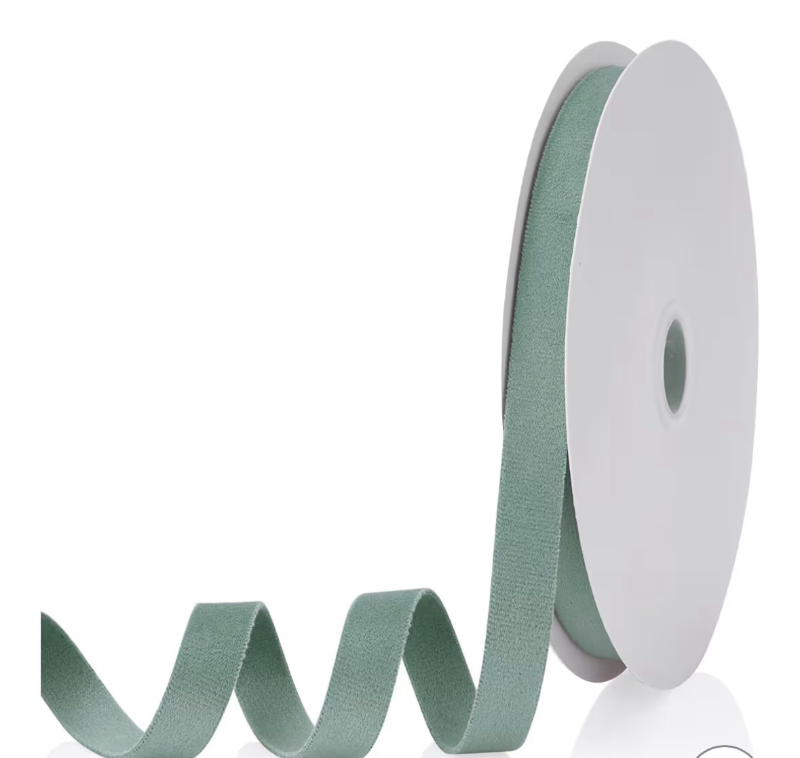 lot 2416 image: Velvet Ribbon Dusty Green 58 inch, Continuous 20 Yards Double Faced Velvet Ribbon Great for Christmas Tree Ornaments,Gift Wrapping,Bow Making,Wreath Decoration,Wedding,Party,Handmade Crafts - Retail $0