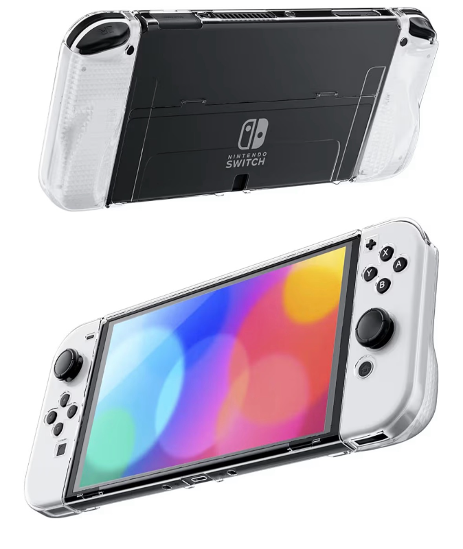 lot 2449 image: Clear Protective Case Compatible with Nintendo Switch OLED, Dockable Hard Shell for Switch OLED Console, Soft Cover with Comfortable Grip Design for joycon Controller - Retail $0