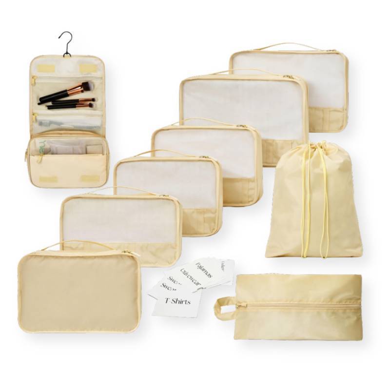 lot 3255 image: Foxy Traveler Packing Cubes Set �� Cute Packing Cubes for Travel, Luggage Organizer Bags for Suitcase, For Kids & Family, Floral, Neutral & Aesthetic Travel Organizer Set-Beige - Retail $21