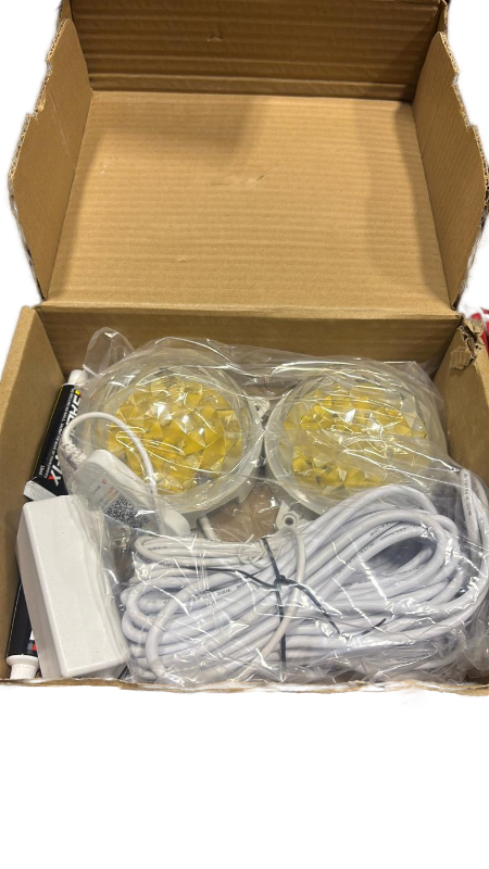 lot 3372 image: Skzlibry LED Pool Lights with APP Control, 15W RGB Dimmable Underwater Submersible Lights IP68 Waterproof Music Sync Color Changing Pool Light - Retail $0