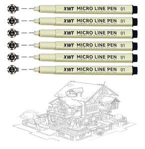 lot 4777 image: Micro Fineliner Pens 6Pcs 0.25mmSet, Ultra Fine Fineliner Pen, Water-based Black Pigment Ink, Drawing Journaling Doodling Supplies for Artists, Designers, Students