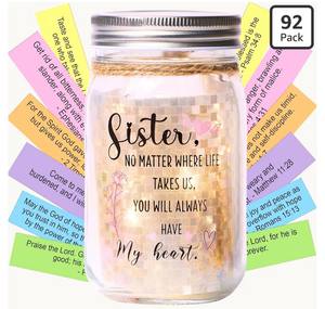 lot 4785 image: Sister Gifts from Brother or Sister �� Birthday Gifts for Women, Meaningful Gift for Her, Sentimental Keepsake Lamp, Ready to Gift, Mason Jar Night Light with Rustic Twine & For You Tag (Stellar)
