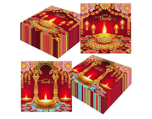 lot 4787 image: Diwali Decorations Napkins, 40Pcs Happy Diwali Festival of Lights Napkins Disposable Napkins for Diwali Decorations for Home for Party Lunch Dinner Bathroom