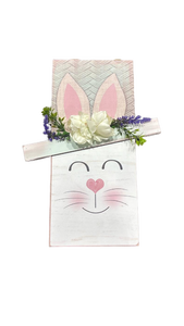lot 4793 image: Boston International Easter D�cor for Porch or Patio Hanging Metal Sign, 15.25-Inch, Happy Floral Bunny