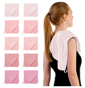 lot 4795 image: Preboun 8 Count Muslin Burp Cloths 100% Cotton 10 x 20 Inch 4 Layers Anti-shrink Newborn Hand Washcloths for Baby Absorbent and Soft Burp Rags for Boys Girls Infant Essentials Gifts(Light Pink Series)
