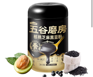 lot 4800 image: I WUGU Walnut Black Soybean Sesame Powder, Plant-Based Powder, Healthy Breakfast Instant Drink , Low GI Food, High in Calcium, Protein and Fiber, Non-GMO, Vegan, No Artificial Flavors, Colors or Sweeteners, 19.25 oz (546g