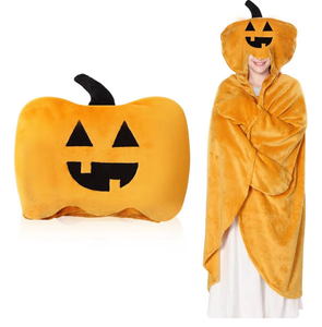 lot 4809 image: Peryiter Pumpkin Hooded Wearable Blanket for Adults - Halloween Costume Flannel Wrap Hoodie Blanket Fall Throw for Women Men