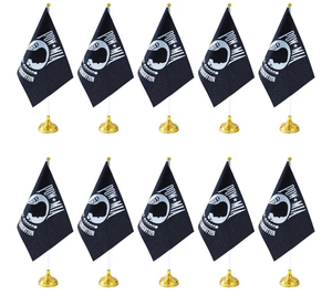 lot 4822 image: WXTWK 12 Pack American USA POW MIA Desk Flag Small Mini US Military Table Flags with Stand Base,United States Army Festival Events Celebration Decorations