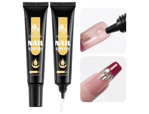 lot 4825 image: SUTOKAKA Gel Nail Glue for Nails Tips, 2pcs 15g Super Strong Solid Gel Soak Off for Acrylic Extensions Fake Nails Press On Nails U V Lamp Curing Needed Long Lasting Gel Glue Kit