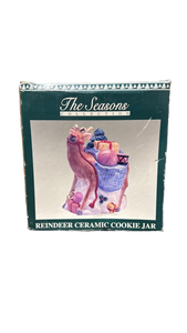 lot 4831 image: The Seasons Collection Reindeer Ceramic Cookie Jar - Retail $20