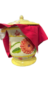 lot 4833 image: Hand-Painted Ceramic Lidded Canister with Floral Design