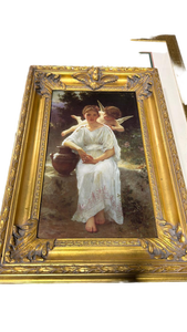 lot 4841 image: Bouguereau Style Maiden with Cherubs Framed Print 31x22 - Retail $150