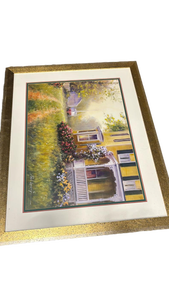 lot 4842 image: Paul Landry Framed Country Cottage Print 36x44 - Retail $40