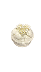 lot 4851 image: White Porcelain Floral Trinket Box - Retail $10
