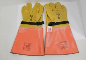 lot 5007 image: Glove Rubber Insulating Leather Protector Gloves Size 11�� 1 pair  - Retail $45