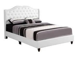 lot 1377 image: Glory Furniture Joy Faux Leather Upholstered Queen Bed in Beige