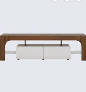 lot 1379 image: Garvee Modern Farmhouse LED TV Stand White