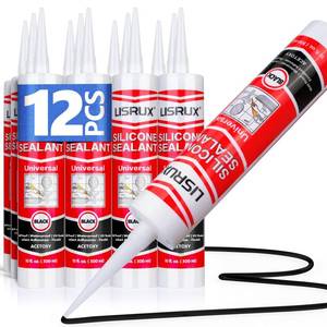 lot 1398 image: LISRUX Advanced Black Silicone Caulk for Kitchen & Bathroom,10 fl oz Cartridge,12 Pack, Cartridge,100% Waterproof RTV Silicone Sealant,Stronger Adhesion,Shrink & Crack Proof