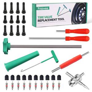 lot 1404 image: Prozwee Tire Valve Stem Core Quickly Replacement Tool Kit,with Core Remover Installer Tools with 12PCS Valve Stems & 10PCS Cores,Perfect Tool for Replacing Valves in Cars,Trucks,Motorcycles, etc.