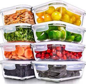 lot 1410 image: PrepNaturals 8 Pack 36 Oz Glass Meal Prep Containers - Dishwasher Microwave Freezer Oven Safe - Glass Storage Containers with Lids (Multi-Compartment)