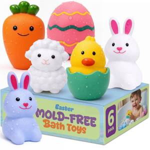 lot 1422 image: ArtCreativity Easter Basket Stuffers for Toddlers, Mold Free Bath Toys, 6 Pack, No Hole Easter Bath Toys, Soft Squeezable Bathtub Toys for Baby & Toddler, Great Easter Gifts for Kids 6 Month