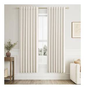 lot 1443 image: Guken Cream 100% Blackout Cream Linen Curtains 52 Inch Wide by 76 Inch 2 Panels Set for Living Room Bedroom Back Tab Thermal Insulated Black Out Drapes Room Darkening Window Curtains