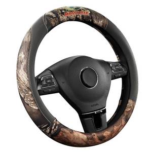 lot 1447 image: Mossy Oak Full Camo Steering Wheel Cover - Made from Premium Leather, Universal Fit for 14 12 to 15 inches - Official Licensed Product - Gray Color