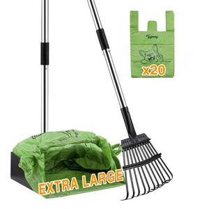 lot 1454 image: Toozey Dog Pooper Scooper for Large Dogs �� Long Handle Poop Scooper for Yard Use, Extra Large Metal Tray & Bag Holder  Easy Cleanup for All Dog Sizes with 20 Bags