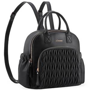 lot 1457 image: LOVEVOOK Diaper Bag Backpack, Mini Leather Diaper Backpack, Quilted Stylish Waterproof Baby Diaper Bags with Insulated Pockets for Mom Women Black