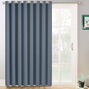 lot 1458 image: Yakamok 100% Blackout Thermal Insulated Curtains, Noise Reducing Barrier Panel for Sliding Glass Door, Full Light Blocking Patio Door Drapery for PatioLiving Room, W100 x L84, Stone Blue, 1 Panel