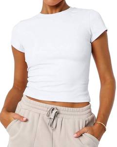 lot 1461 image: Womens Basic Summer Short Sleeve Crewneck T-Shirts Y2K Cute Going Out Tops Baby Tee(White,Medium)