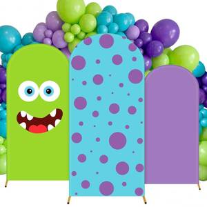 lot 1463 image: Moukeren 3 Pcs Monster Themed Arch Backdrop Cover 4ft 5ft 6ft Wedding Arch Covers Spandex Backdrop Stand for Birthday Banquet Ceremony Photography Party Decoration
