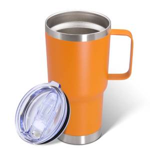 lot 1470 image: ATQTQ 20 oz Tumbler with Handle and Lid, Stainless Steel Tumbler Insulated Travel Coffee Mug, Spill Proof Double Wall Vacuum Tumbler Cup Keep Drink Hot & Cold, Orange, 1 Pack