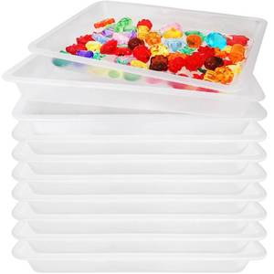 lot 1473 image: 10 Pcs Activity Plastic Art Trays,Stackable Craft Tray,Flat Storage Tray,Serving Organizer Tray for Kids,School,Home,Painting,Beads,DIY Projects,11 x 8.27 x 1.18 Inch(Clear)