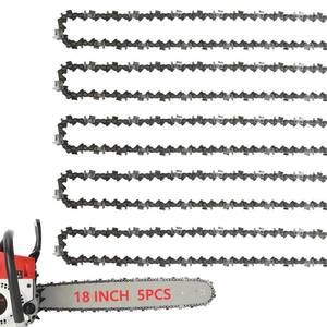 lot 1520 image: 5Pack 18 Inch Chainsaw Chain 38 LP Pitch .050 Gauge 62 Drive Links Fits Poulan Pro 051338, EGO AC1800, Greenworks, Echo, Kobalt, Remington, Craftsman, McCulloch and More