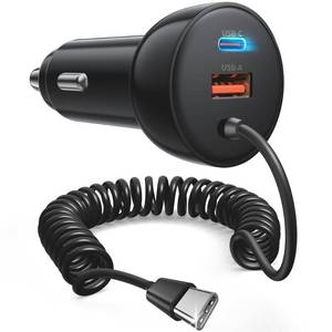 lot 1521 image: iPhone 17e 17 16 15 Pro Max Car Charger Fast Charging, 3-Port 90W Fast USB C Car Charger Adapter Cigarette Lighter with 4FT Coiled USB C Cable for iPhone 17e1717 Pro MaxAir1615 ProPlus, iPad