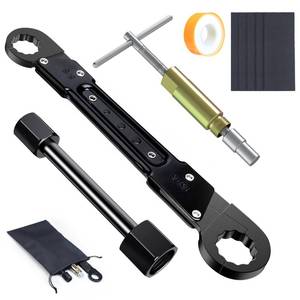 lot 1522 image: YUWEIC 10PCS Angle Stop Valve Tool Kit with 2-in-1 Wrench 1516 &amp 58 Nut Wrench for Removal  38 &amp 12 NPT for Installation, 12 Compression Sleeve Puller, Sandpaper &amp Tape (Black)
