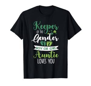 lot 1526 image: St Patricks Day Gender Reveal Keeper Of The Gender Auntie T-Shirt XL