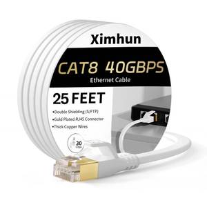 lot 1528 image: Ximhun Cat 8 Ethernet Cable, High-Speed Internet Cable Network Cord with RJ45 Connector 40Gbps 2000Mhz Heavy Duty LAN Cable Shielded Indoor,25FT White