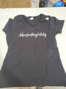 lot 1536 image: Absofu-inglutely Through Life Funny Sarcastic Womens V-Neck T-Shirt Slim Fit Large